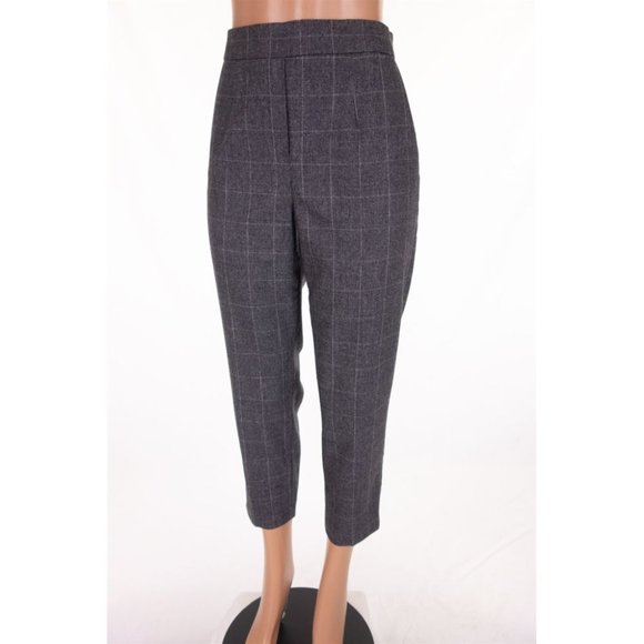 ARITZIA BABATON 12 Conan Wool Cashmere Cropped Pant in Charcoal Check Atelier - Picture 3 of 10